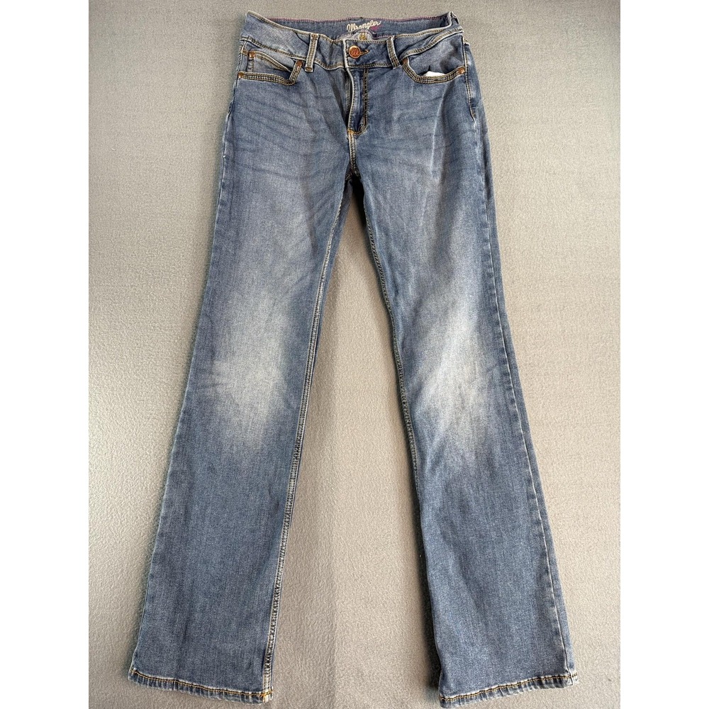 Wrangler Boot Cut Jeans 9/10x34 (Fits 28x31) Wash Blue Mid Rise‎ Stretch Denim
